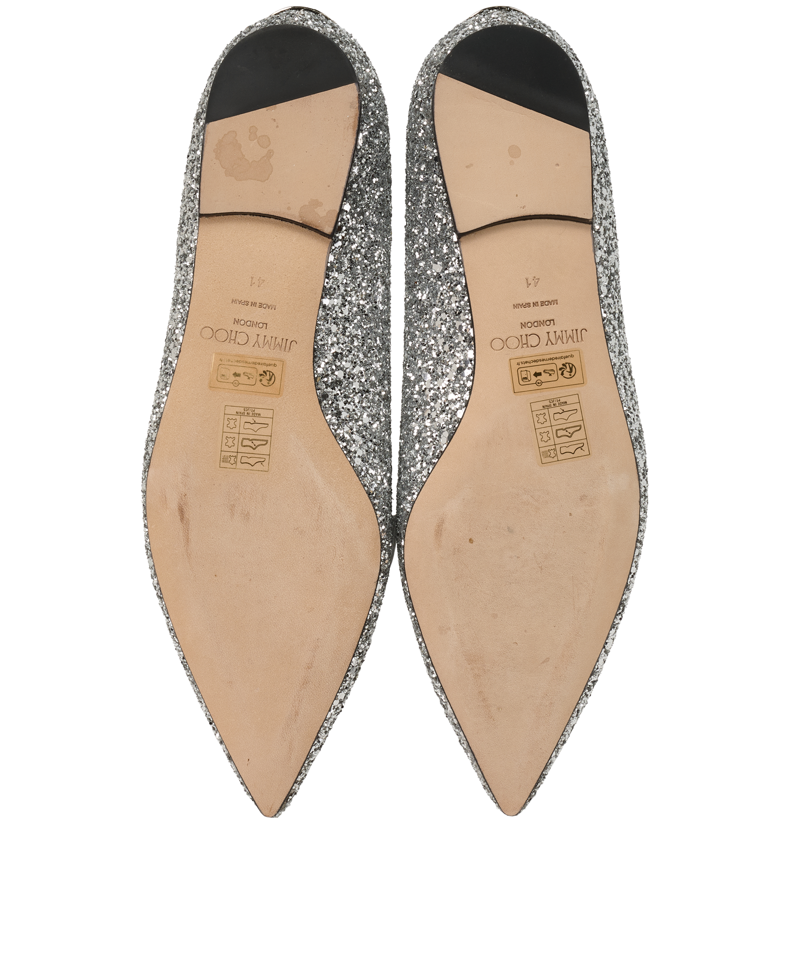 Jimmy Choo Gable Flats, &pound;175, Shoes, Silver, Leather, Top view