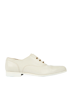 Lanvin White Derby Shoes, Leather, White, UK 4