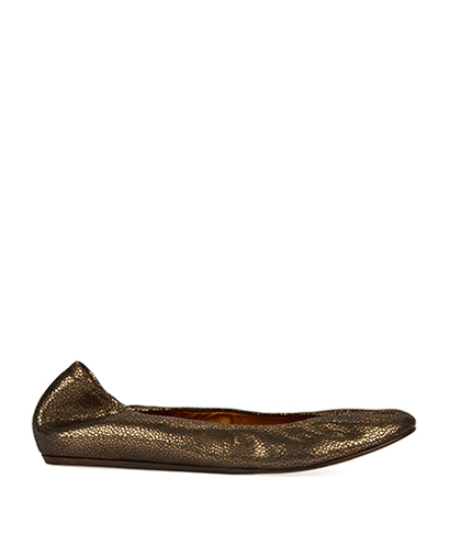 Lanvin Cracked Leather Ballerina Flats, front view