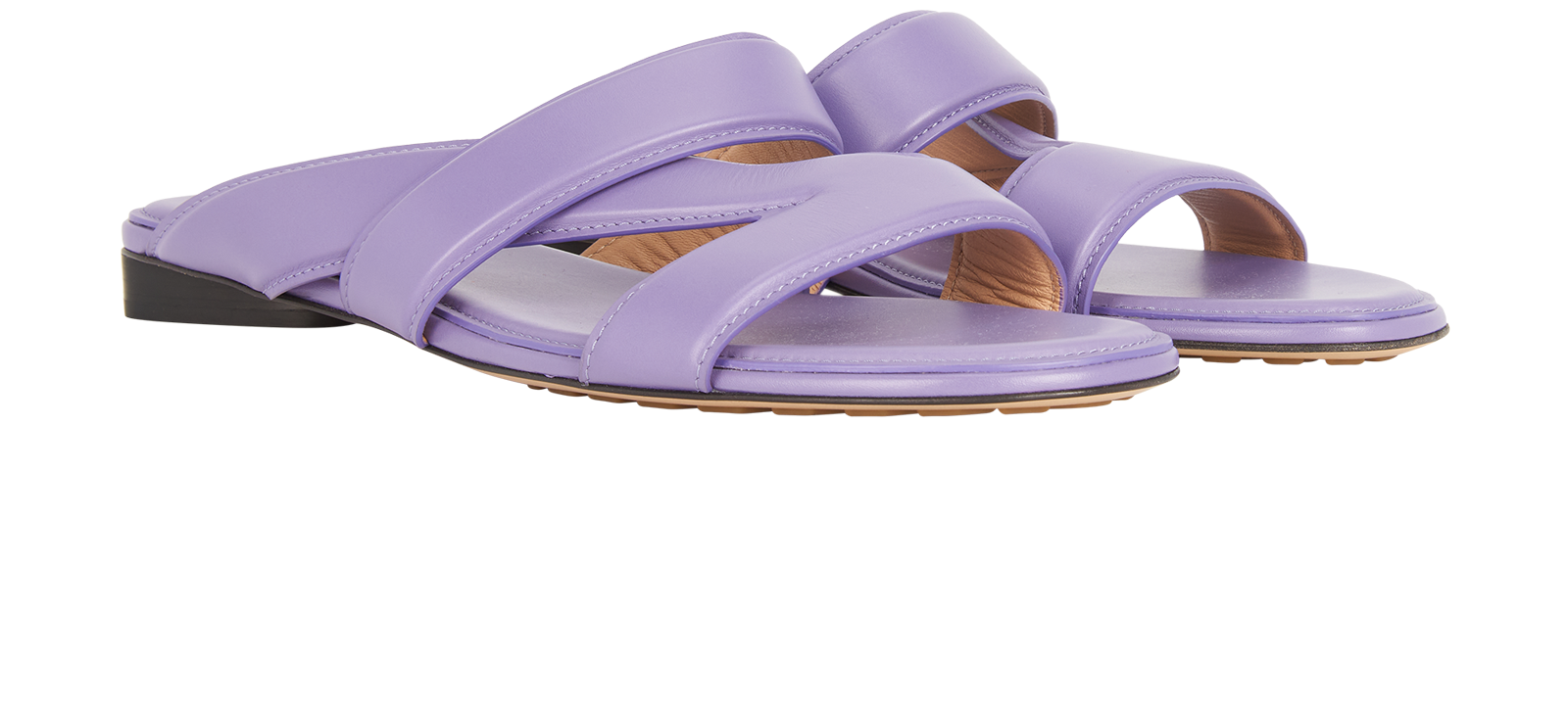 Bottega Veneta The Band Flat Sandals, &pound;175, Shoes, Purple, Leather, Side view