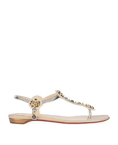 Louboutin Studded Thong Sandals, front view