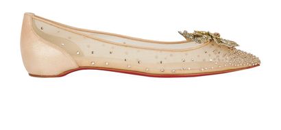 Christian Louboutin Marenude Crystal Mesh Flats, front view