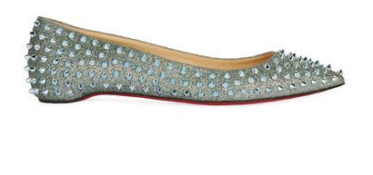 Christian Louboutin Follies Spikes Glitter Flats, front view