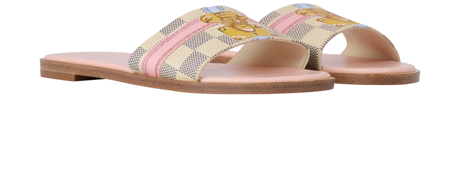 Louis Vuitton Summer Trunk Mules, &pound;295, Shoes, Black/Pink, Canvas, Side view
