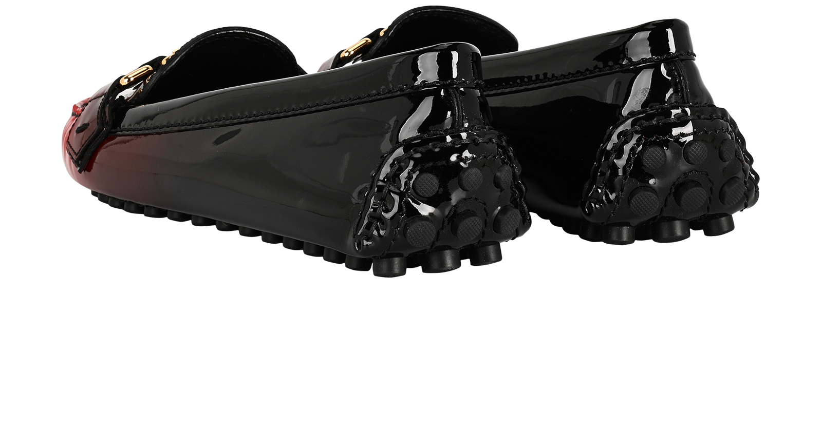 Louis Vuitton Oxford Shadow Moccasins, &pound;350, Shoes, Black/Red, Patent Leather, Back view