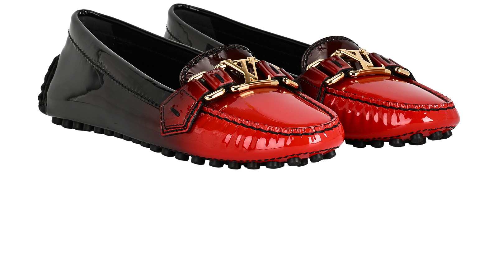 Louis Vuitton Oxford Shadow Moccasins, &pound;350, Shoes, Black/Red, Patent Leather, Side view