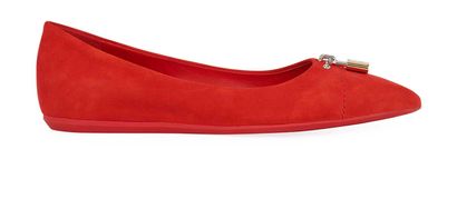Louis Vuitton Padlock Pointy Flats, &pound;180, Shoes, Red, Suede, Front view