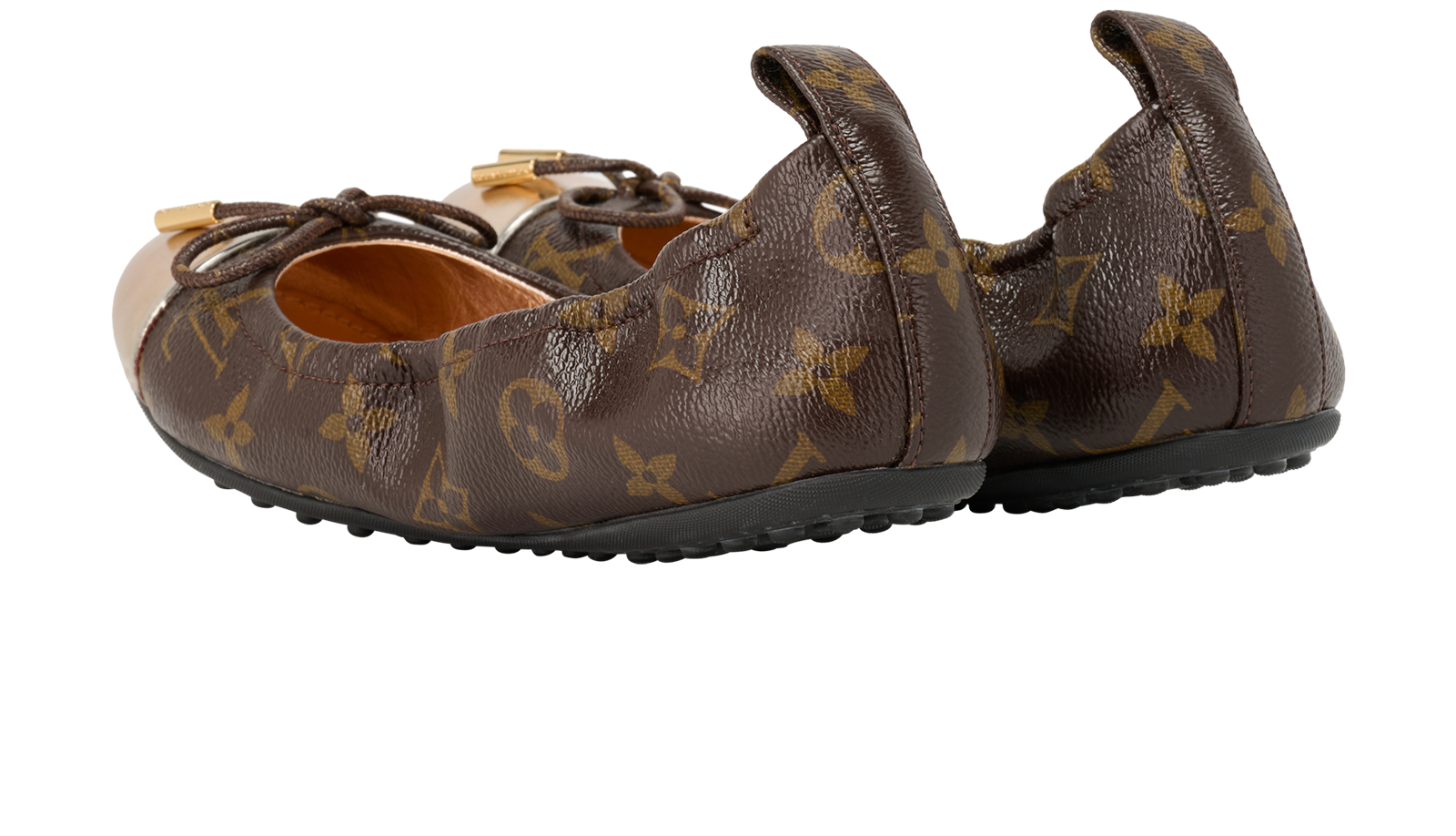 Louis Vuitton Flirty Ballerinas, &pound;295, Shoes, Brown/Rose Gold, Coated Canvas, Back view