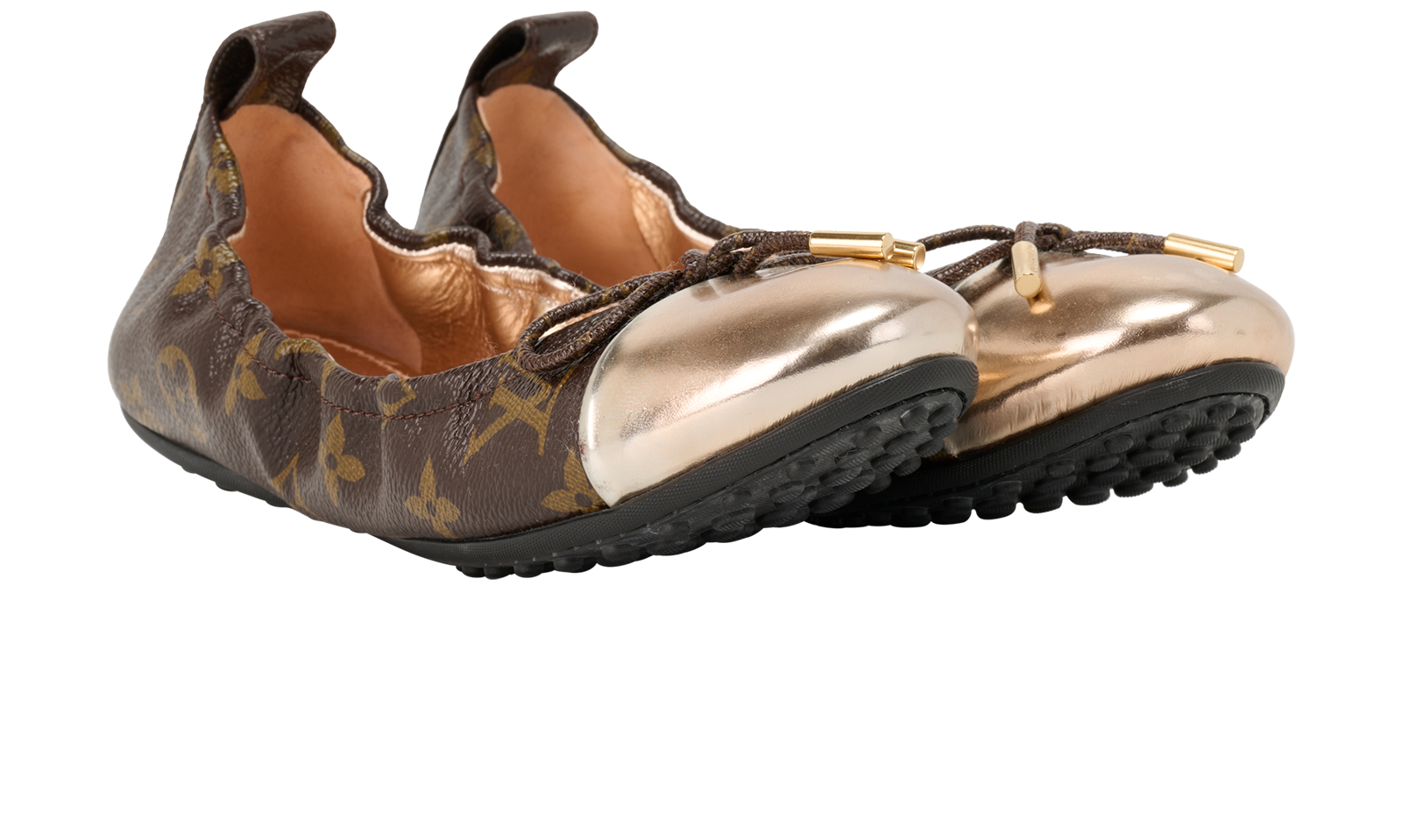 Louis Vuitton Flirty Ballerinas, &pound;295, Shoes, Brown/Rose Gold, Coated Canvas, Side view