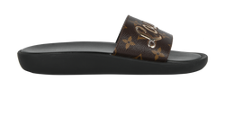Louis Vuitton Logo Sliders, Rubber/Canvas, Mono, UK5, B/DB, 2*