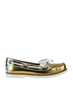 Louis Vuitton Metallic Marina Boat Shoes, Leather, Gold/Silver, UK 5