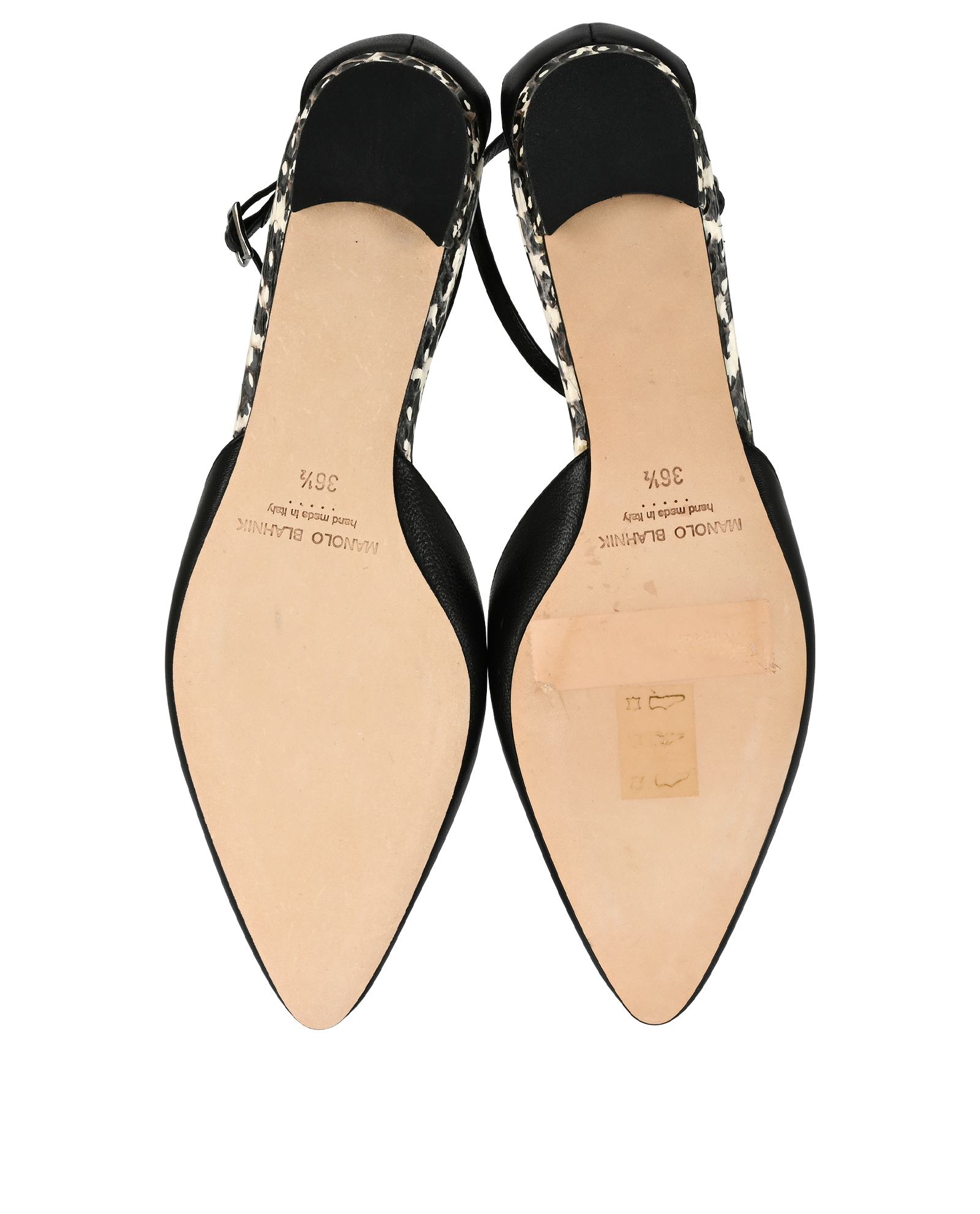 Manolo Blahnik Nacram Flats, &pound;220, Shoes, Black/White, Leather, Top view