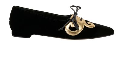 Manolo Blahnik Laced Flats, &pound;150, Shoes, Velvet, Front view