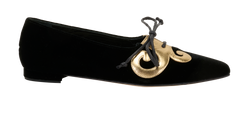 Manolo Blahnik Laced Flats, Velvet, Black,Gold, UK4, B, 2*