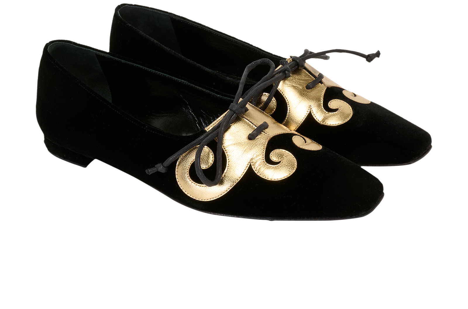 Manolo Blahnik Laced Flats, &pound;150, Shoes, Velvet, Side view