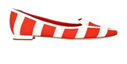 Manolo Blahnik Hoggy Flats, Canvas, Red/White, UK4.5, B, 3*