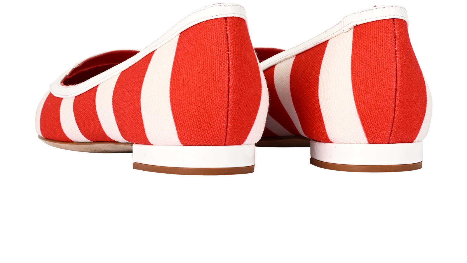 Manolo Blahnik Hoggy Flats, &pound;220, Shoes, Red/White, Canvas, Back view