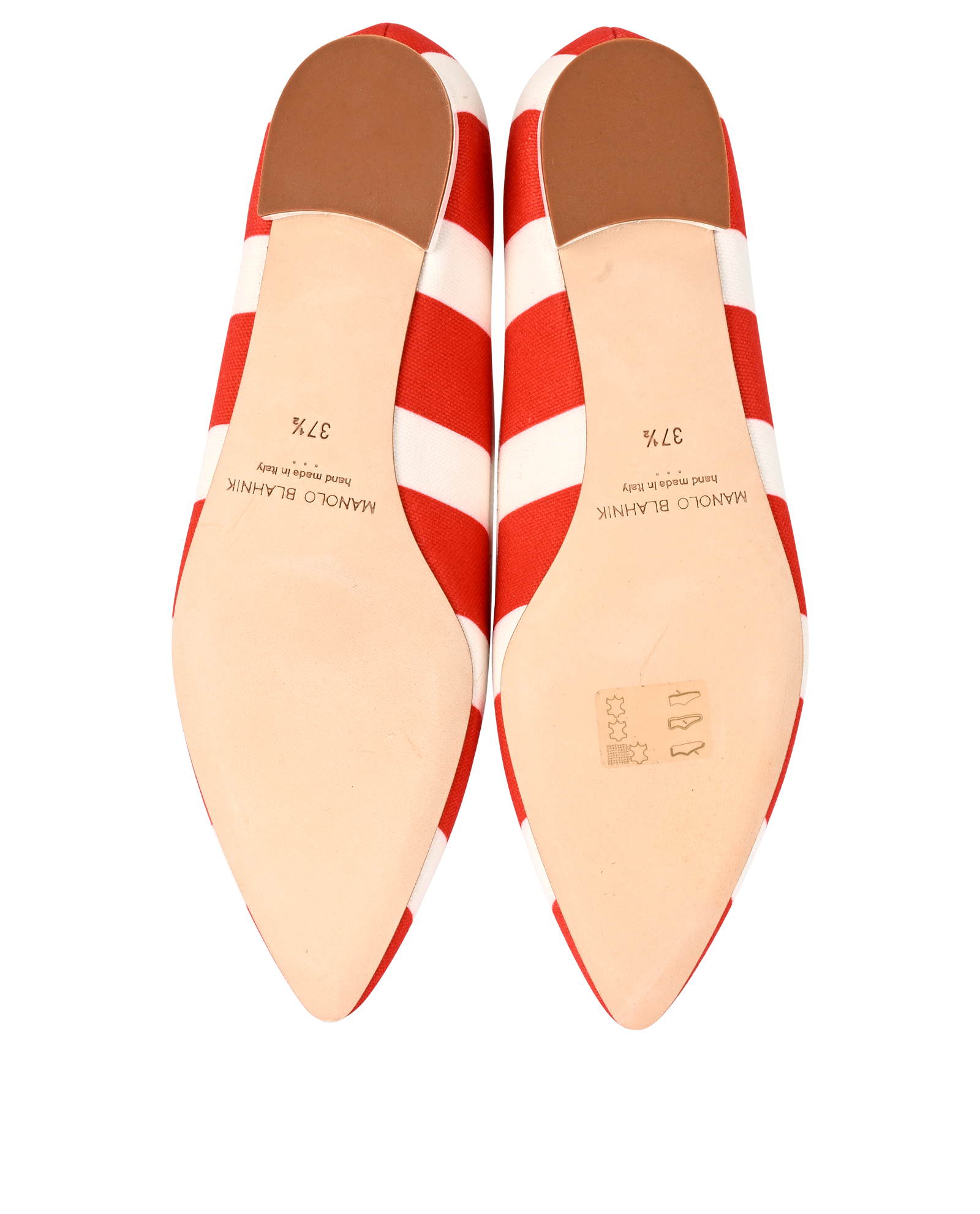 Manolo Blahnik Hoggy Flats, &pound;220, Shoes, Red/White, Canvas, Top view