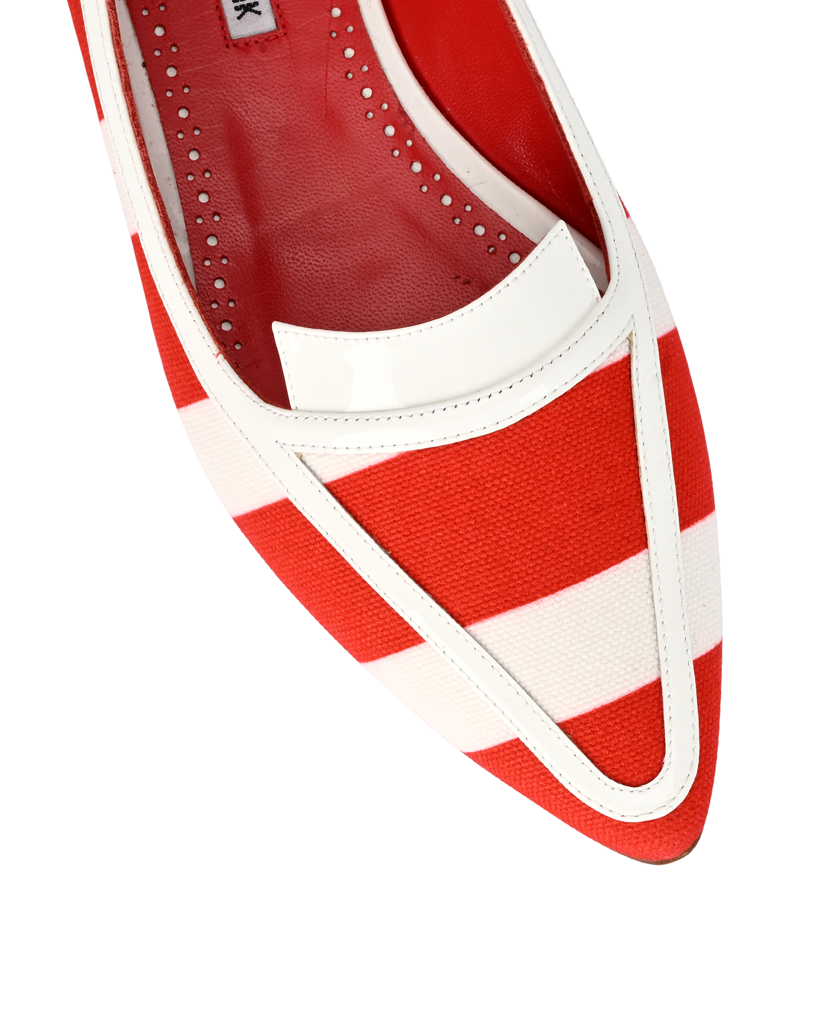 Manolo Blahnik Hoggy Flats, &pound;220, Shoes, Red/White, Canvas, Other view