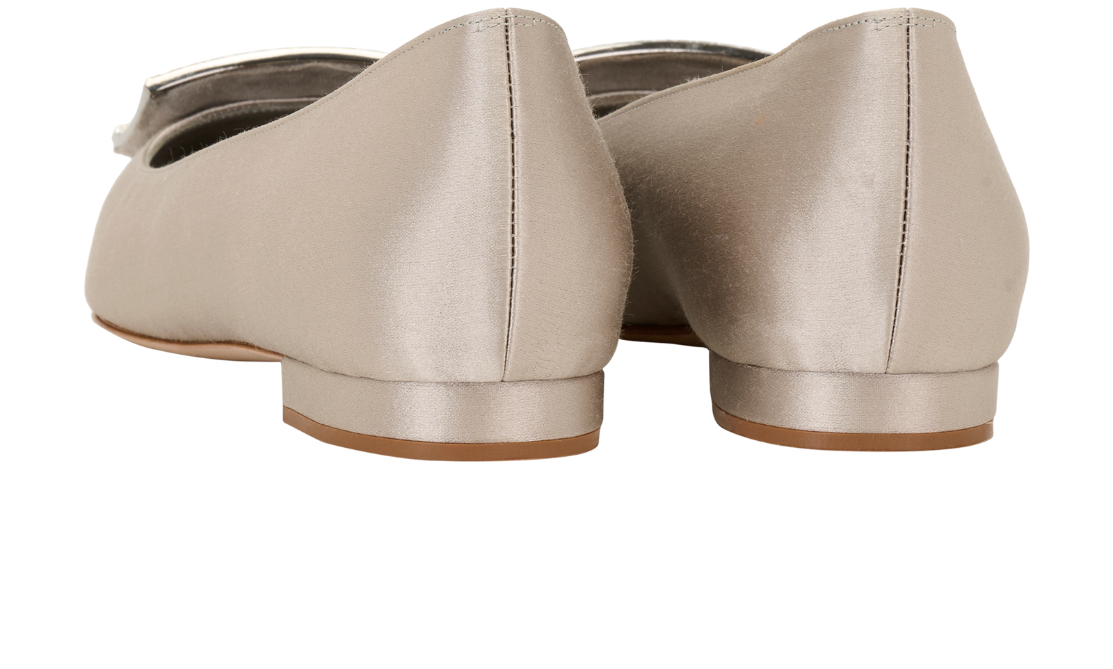 Manolo Blahnik Pepire Flats, &pound;250, Shoes, Grey, Satin, Back view