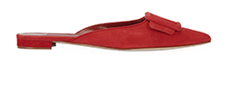 Manolo Blahnik Maysace Mules, Suede, Red, 6.5, 3
