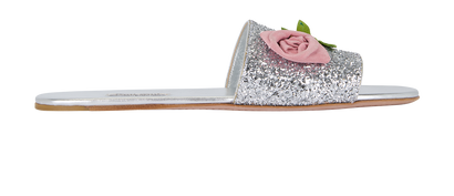 Miu Miu Rose Detail Slip On Sandal, front view