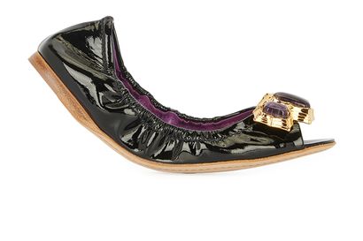 Miu Miu Embellished Peep Toe Ballerinas, front view