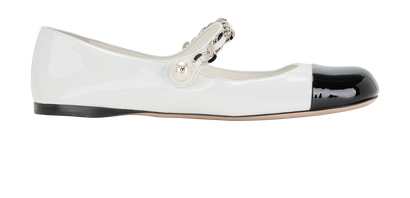 Miu Miu Two Tone Mary Jane, &pound;375, Shoes, Black/White, Patent Leather, Front view