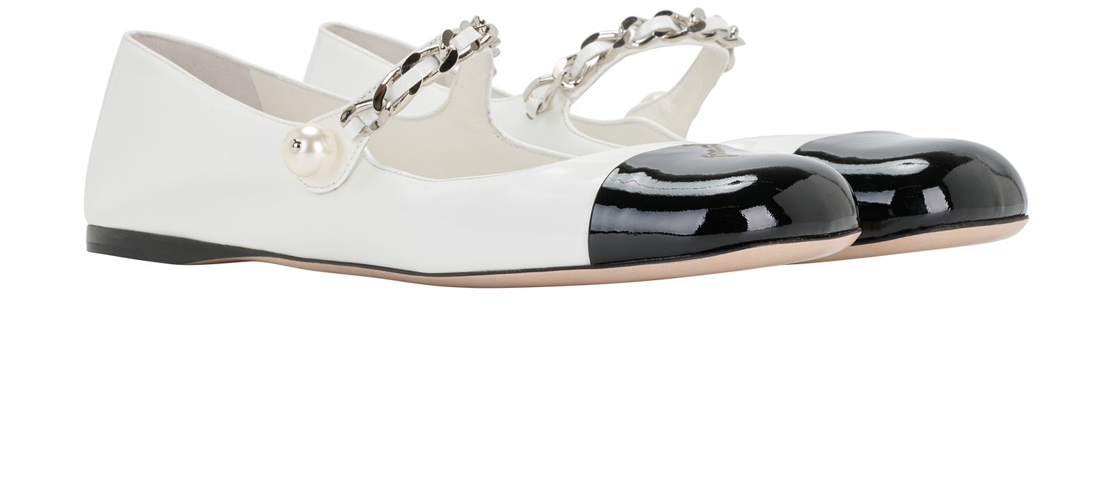 Miu Miu Two Tone Mary Jane, &pound;375, Shoes, Black/White, Patent Leather, Side view