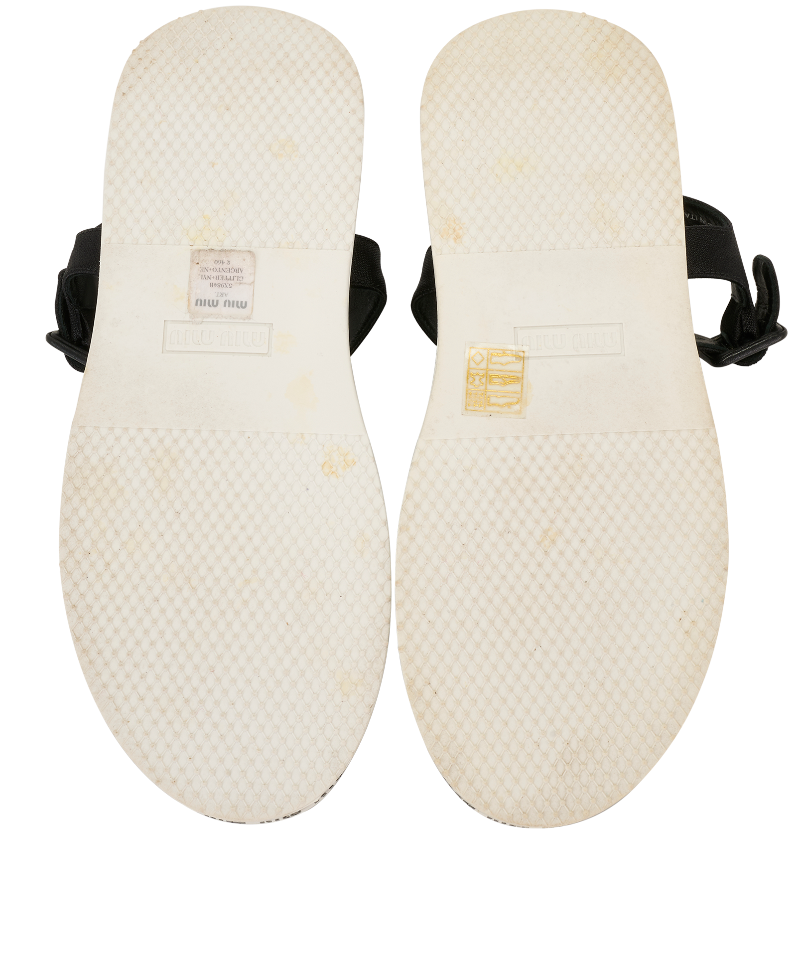 Miu Miu Glitter Sandals, &pound;250, Shoes, Black/Silver/White, Fabric, Top view