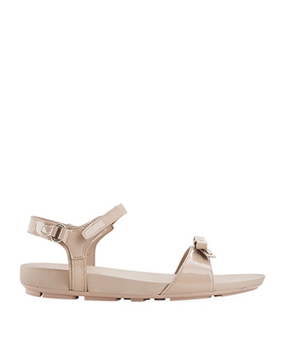 Prada Nude Flat Bow Sandals, front view