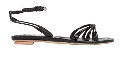 Prada Knot Front Patent Flat Sandals, front view