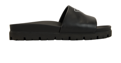 Prada Logo-Print Chunky Slides, front view