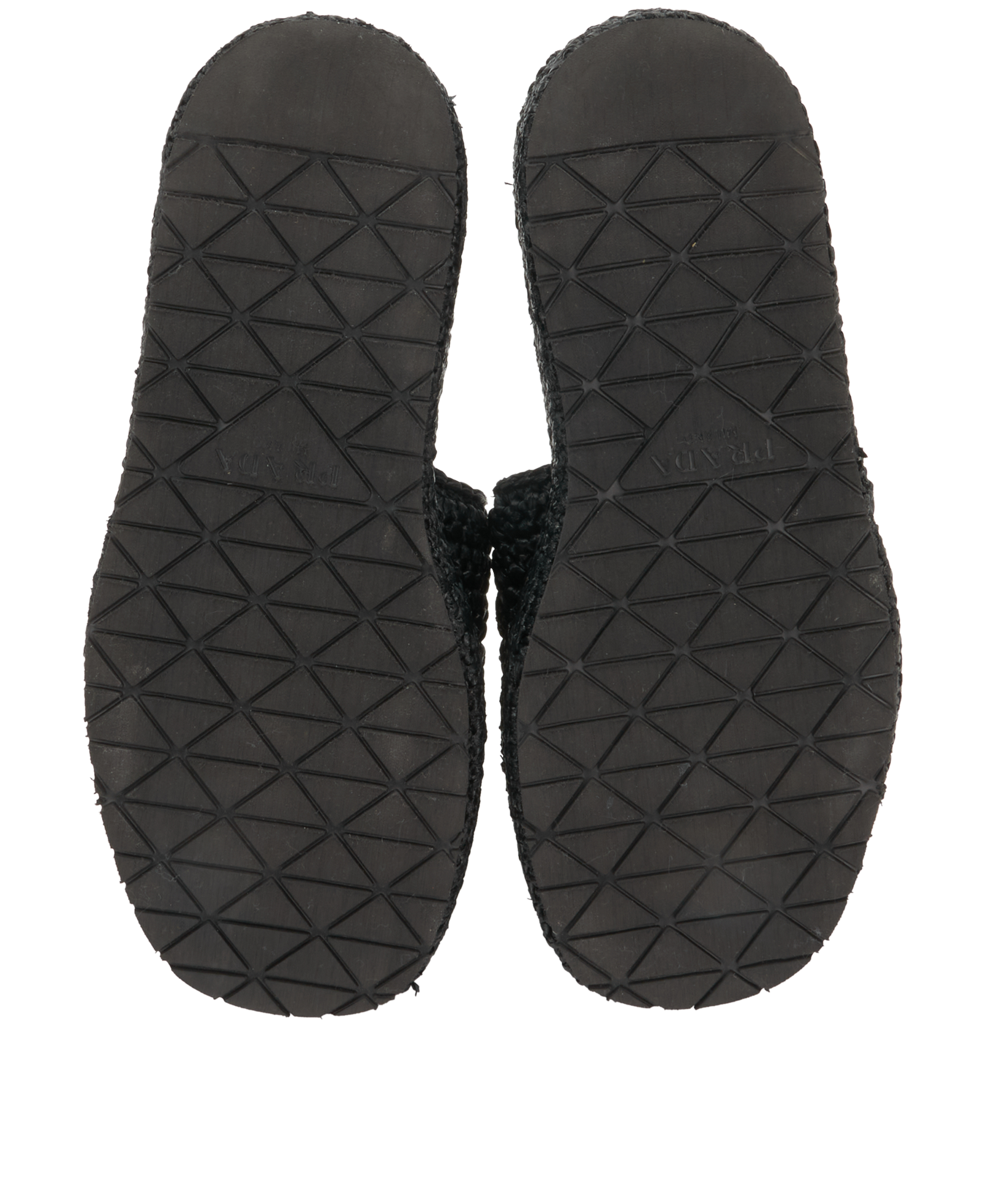 Prada Crochet Flatform Slides, &pound;395, Shoes, Black, Raffia, Top view