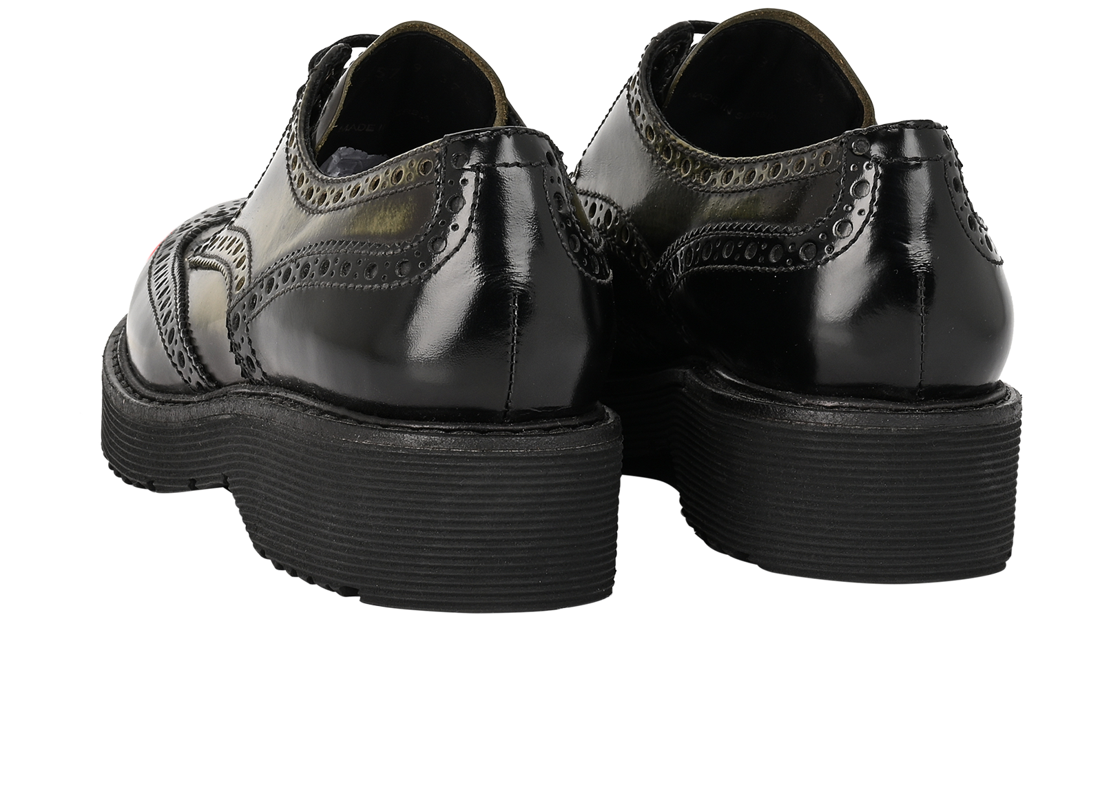 Prada Ombre Brogues, &pound;220, Shoes, Black/Green, Leather, Back view