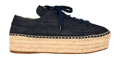Prada Denim Espadrilles, &pound;220, Shoes, Blue, Cotton/Leather, Front view