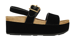 Prada Double Band Platform Sandals, Velvet, Black, 8, 3*