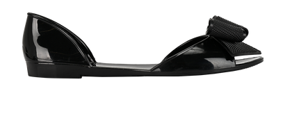 Salvatore Ferragamo Barbados Bow Flats, &pound;70, Shoes, Black, Rubber, Front view