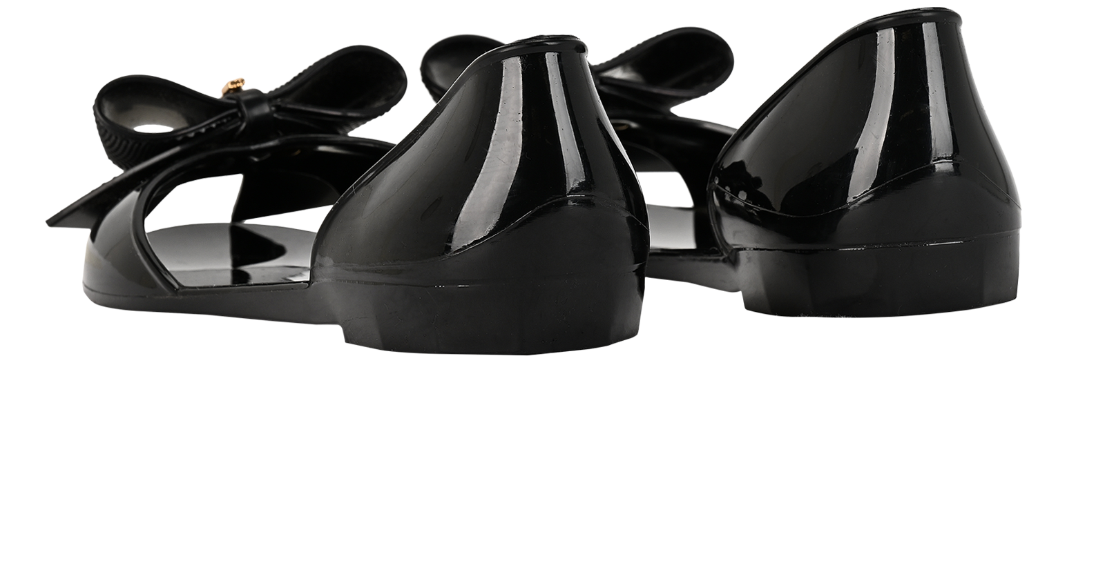 Salvatore Ferragamo Barbados Bow Flats, &pound;70, Shoes, Black, Rubber, Back view