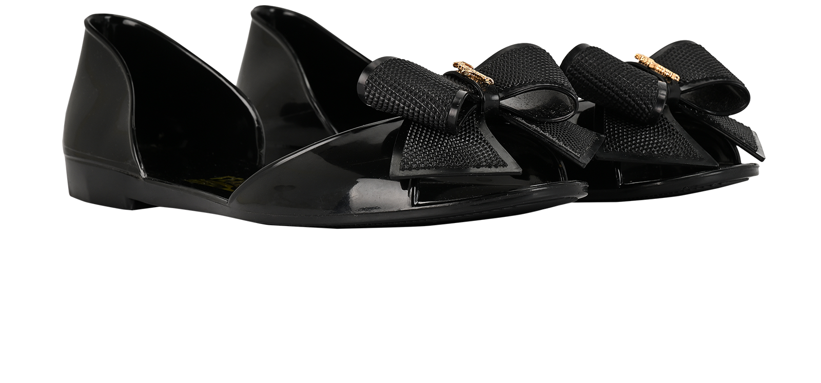 Salvatore Ferragamo Barbados Bow Flats, &pound;70, Shoes, Black, Rubber, Side view