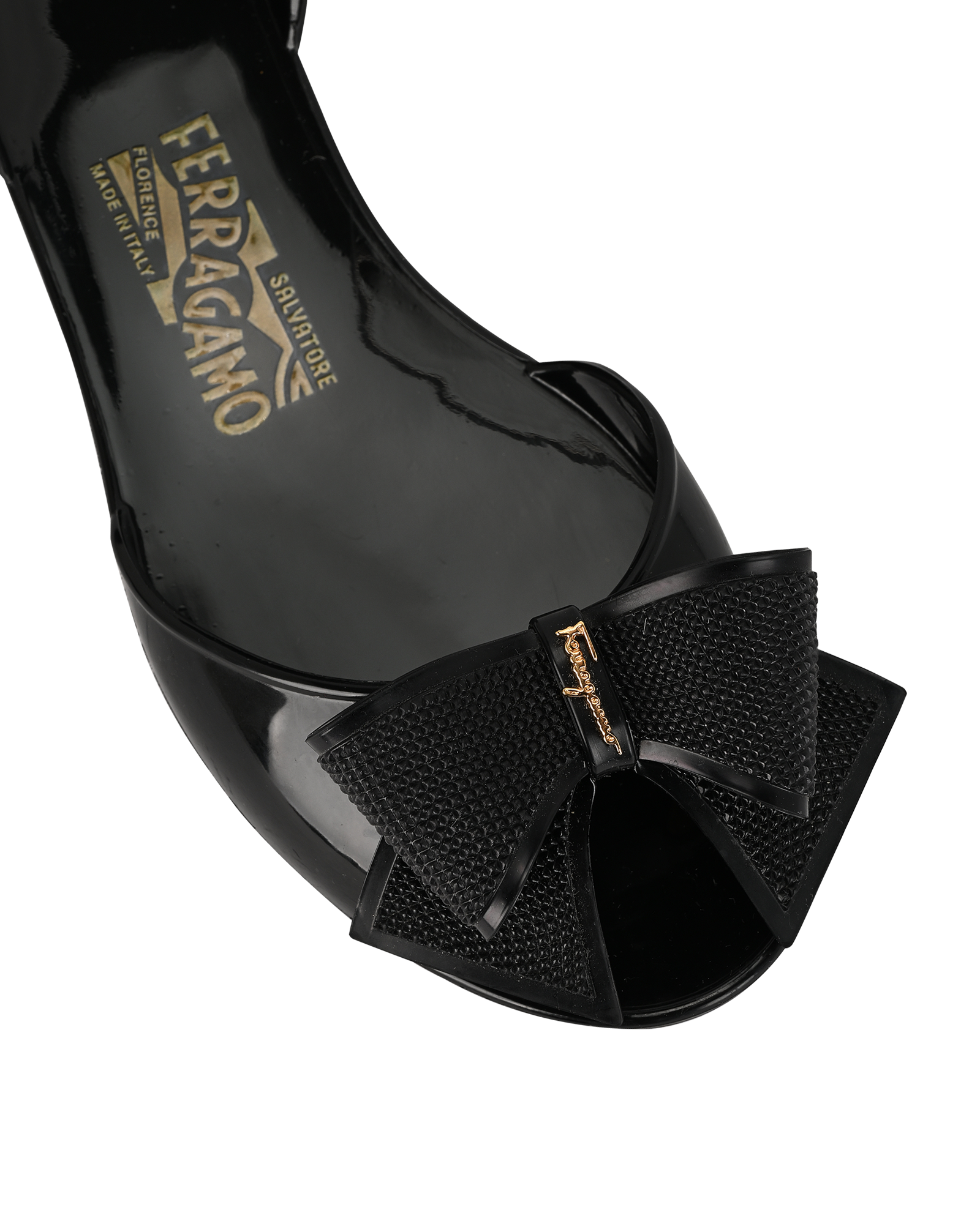 Salvatore Ferragamo Barbados Bow Flats, &pound;70, Shoes, Black, Rubber, Other view
