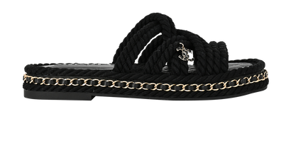 Chanel Rope Mules, &pound;495, Shoes, Black, Fabric, Front view