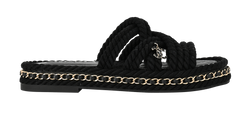 Chanel Rope Mules, Fabric, Black, UK3, DB/B, 3*
