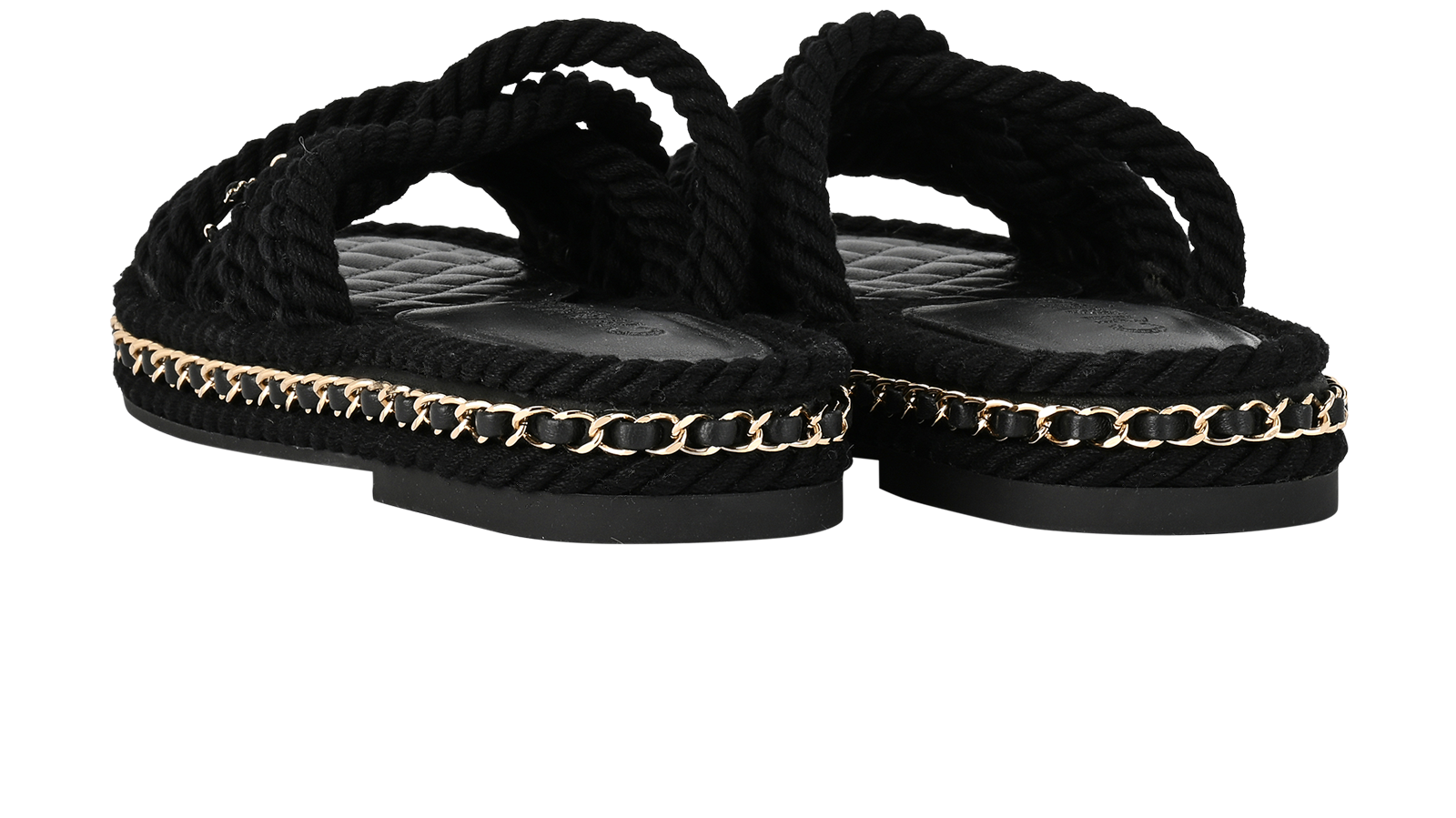 Chanel Rope Mules, &pound;495, Shoes, Black, Fabric, Back view