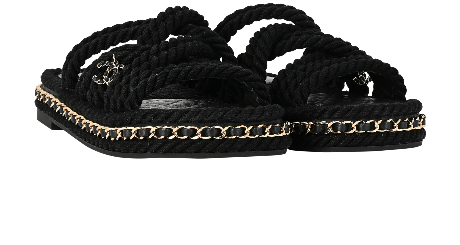Chanel Rope Mules, &pound;495, Shoes, Black, Fabric, Side view