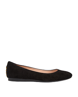 Tod's Studded Demi Wedge Ballerina Flats, Suede, Black, 6.5