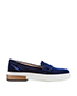 Tod's Blue Velvet Loafers, front view