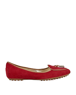 Tod's Tassel Suede Shoes, Suede, Red/Tan, UK 2.5