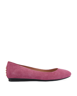 Tod's Studded Demi Wedge Ballerina Flats, Suede, Pink, DB, UK 3