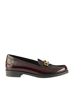 Tod's Brown Moccasin Shoes, Leather, Burgundy, 4